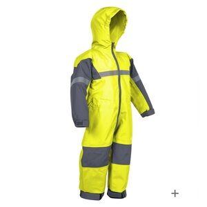 OAKI Trail Kids One Piece Waterproof Rain Suit in Yellow and Grey